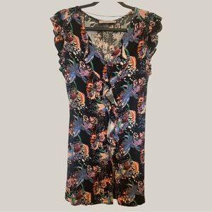 Basement Floral Flutter Mini Dress Size Medium